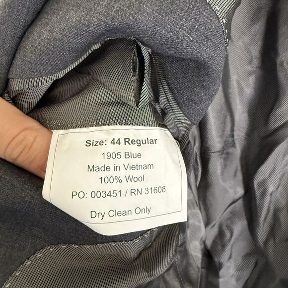 Jos A Bank 1905 100% Wool Blazer Men's 44 Grey Blue 2 Button Front Tailored Fit - Picture 7 of 10